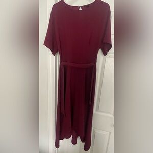 Elegant Vintage Limited Burgundy Backless Dress with Belt